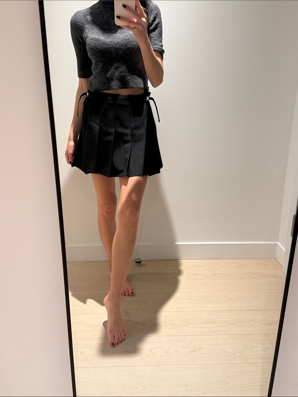Zara pleated buckle skirt